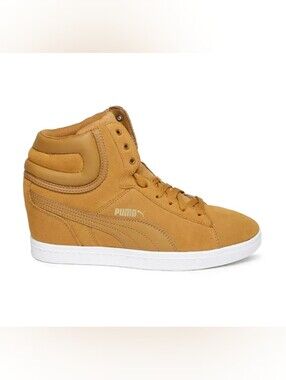 PUMA Women Brown Vikky Suede Wedge Sneakers